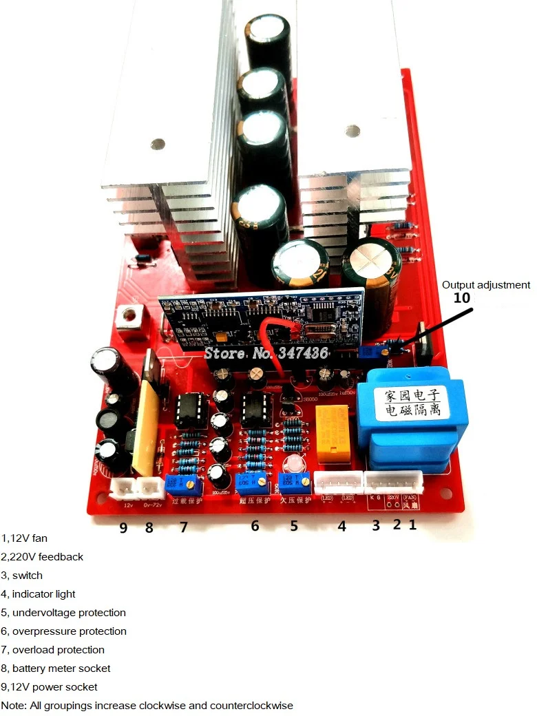 12v 24v 36v 48V 60v 72v DC to AC 220V 110V 2800w 3600w  7000W High power pure sine wave inverter motherboard PCB circuit board