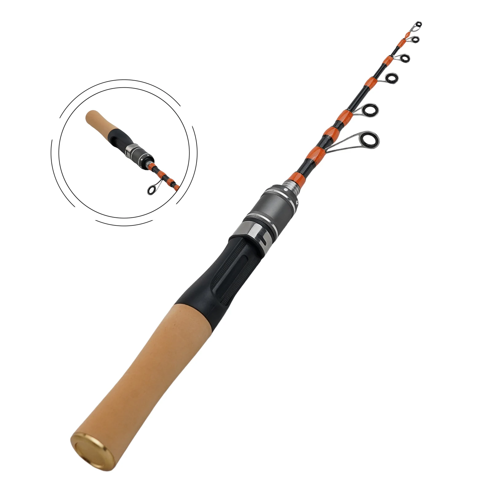 Travel Fishing UL Horse Mouth Rod Telescopic Fishing Rod Carbon Material UL Power 1.9mm Top Diameter 4-10lb Line Weight 6 Guides