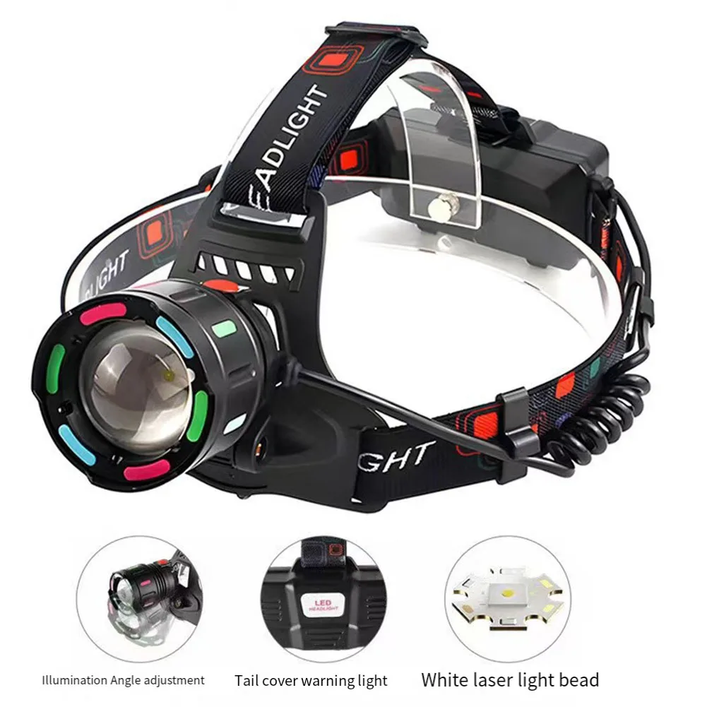 30W LED Headlamp 4 Modes Adjustable Rechargeable Waterproof Floodlight Headlight Bright LED Head Torch Work Flashlight