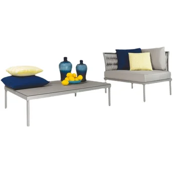 Customized Nordic outdoor rattan outdoor courtyard outdoor leisure villa hotel luxury simple lounge chair tea table combination