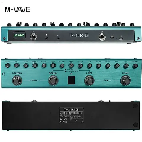 M-vave 탱크-G 기타 멀티 이펙트 페달, 36 프리셋, 9 프리앰프 슬롯, 3 밴드 EQ,8 IR 캡 슬롯, 3 변조, 지연, 리버브 효과