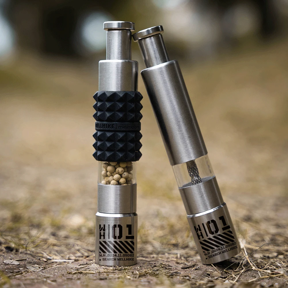Thumb Push Pepper Mill Stainless Steel Manual Seasoning Grinder One Hand Operation  Peppercorns Sea Salt Spices Mills Grinders