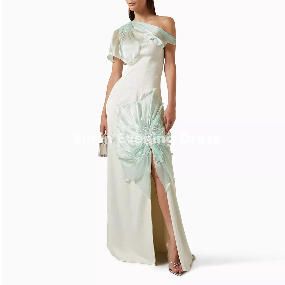 

Simin женские прямые вечерние платья на одно плечо с объемными цветами по индивидуальному заказу, элегантные платья без рукавов длиной до пола, 2025