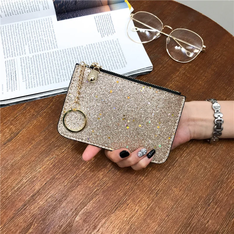 Short Star Bling Clutch Bag for Women Flash Rhinestone Coin Purse