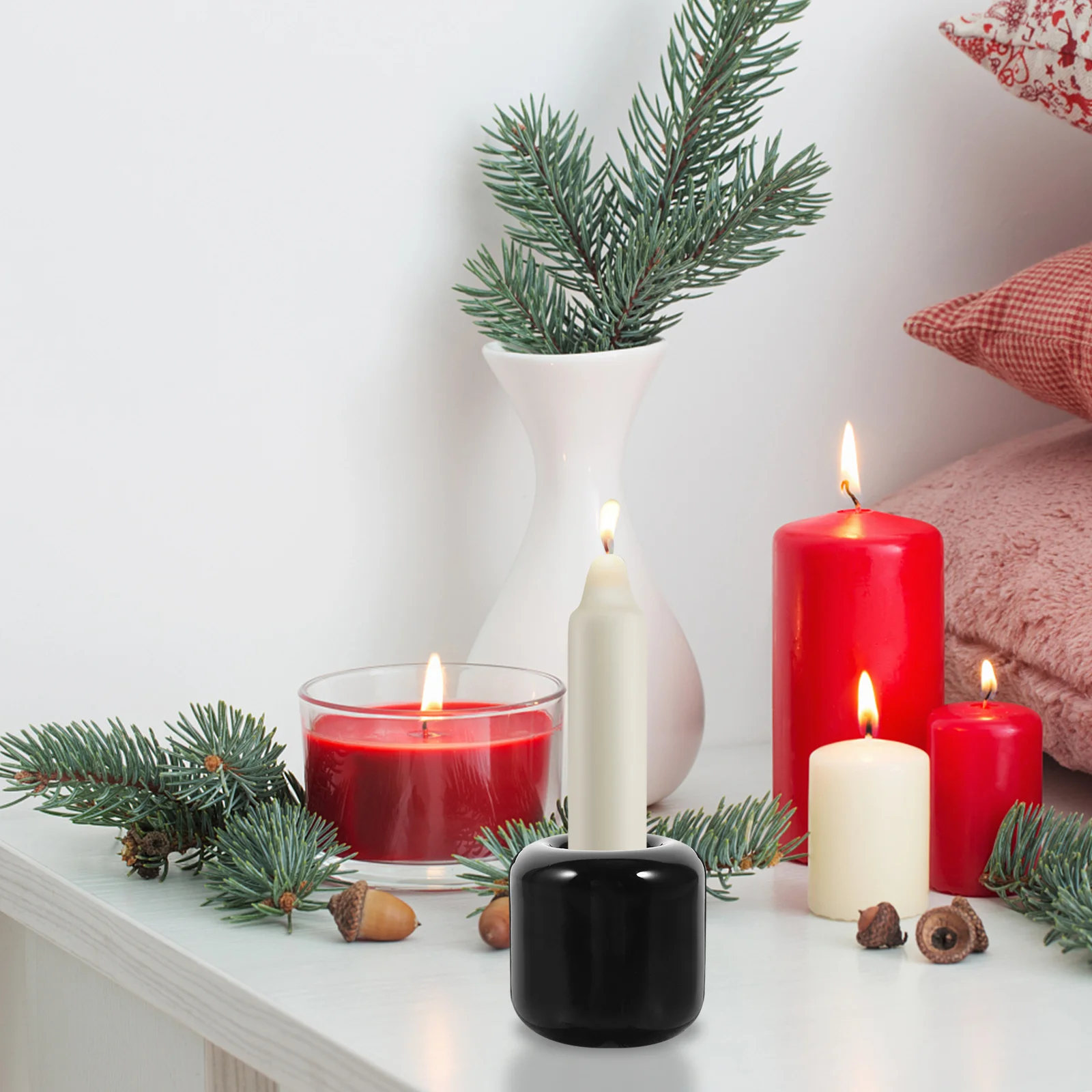 

5Pcs Ceramic Holder Stand for Taper Candles Elegant Tabletop Centerpiece Home Decor Ceramic Holder