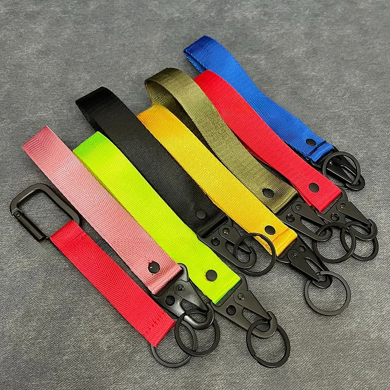 Fashion Solid Color Ribbon Keychain Lanyard Business Gift Key Chain Men Women Car Key Strap Waist Wallet KeyChains Keyrings