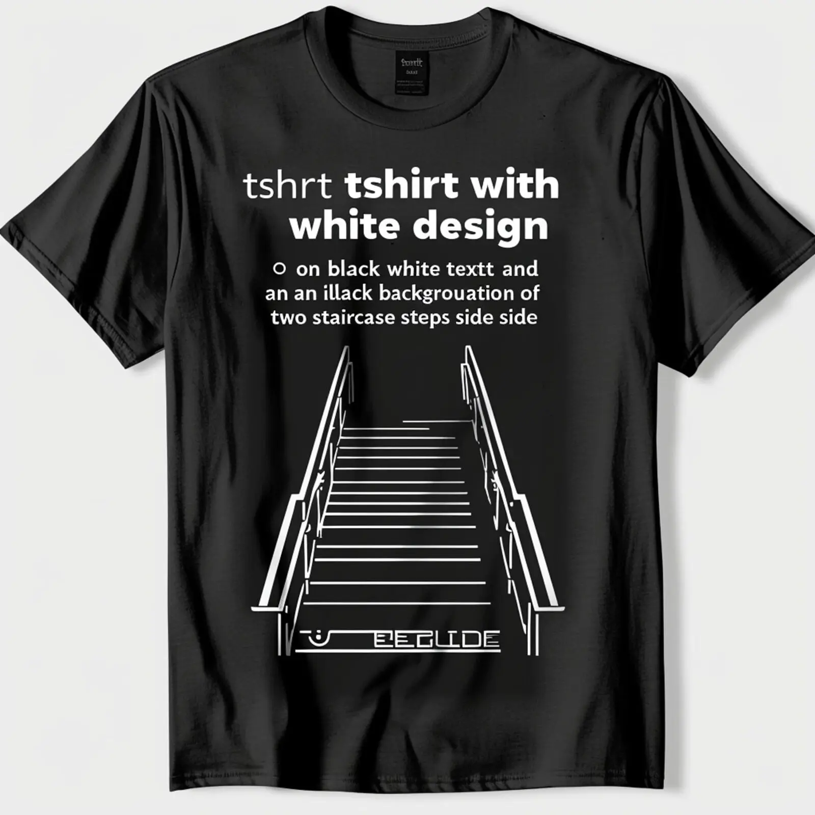 Quirky Black TShirt with Witty Staircase Design Perfect