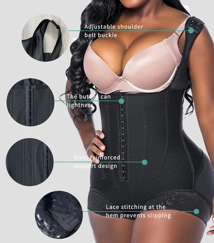 Imagen 2 del producto Body AfruliA moldeador de cuerpo de alta compresión con 9 huesos de acero, faja adelgazante posquirúrgica, faja colombiana