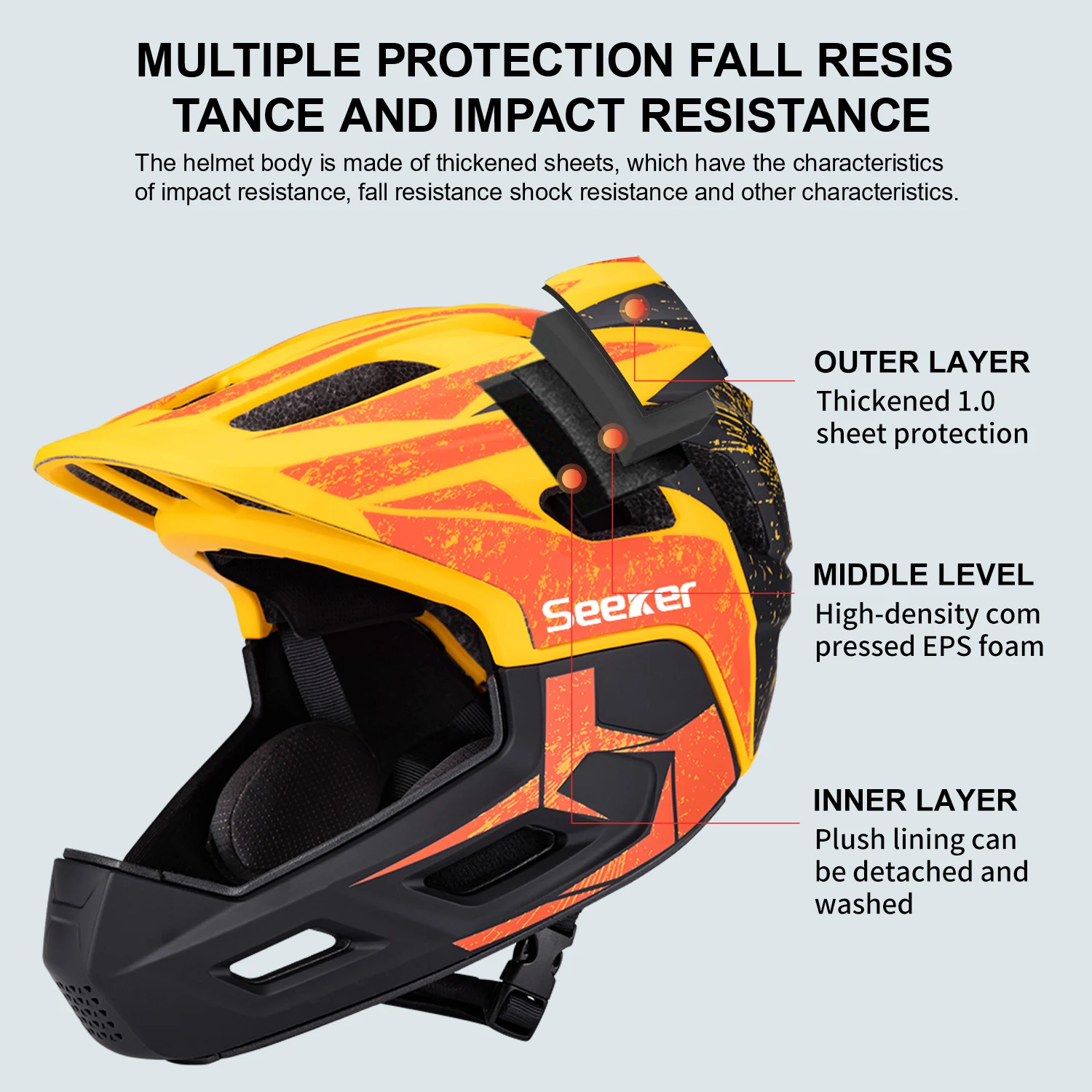 Seeker Children's Balance Bike, Scooter Helmet, Off-Road Protective Gear, Full-Face Helmet, Ultra-Light Bicycle Riding Helmet