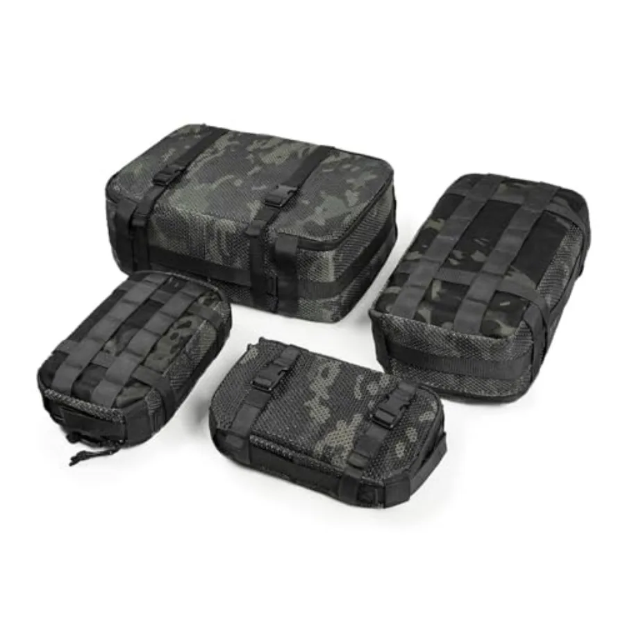 

Набор из 4 тактических компрессионных сетчатых сумок-органайзеров для хранения, портативный EDC-кейс Molle для путешествий и активного отдыха