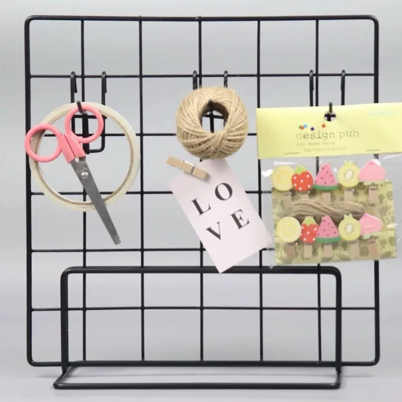 Grid Wall Decoration DIY Hanging Rack Photo Frame Postcards Wall Display Art Storage Basket Home Decor Accessories Storage Rack