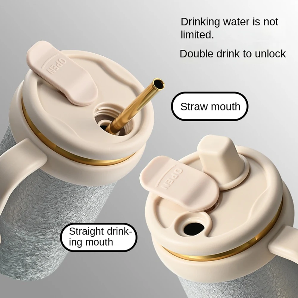 ABLK Cangkir Termos Titanium Bunga Es Kapasitas Besar Musim Panas Cangkir Air Minum Ganda Cangkir Es Portabel