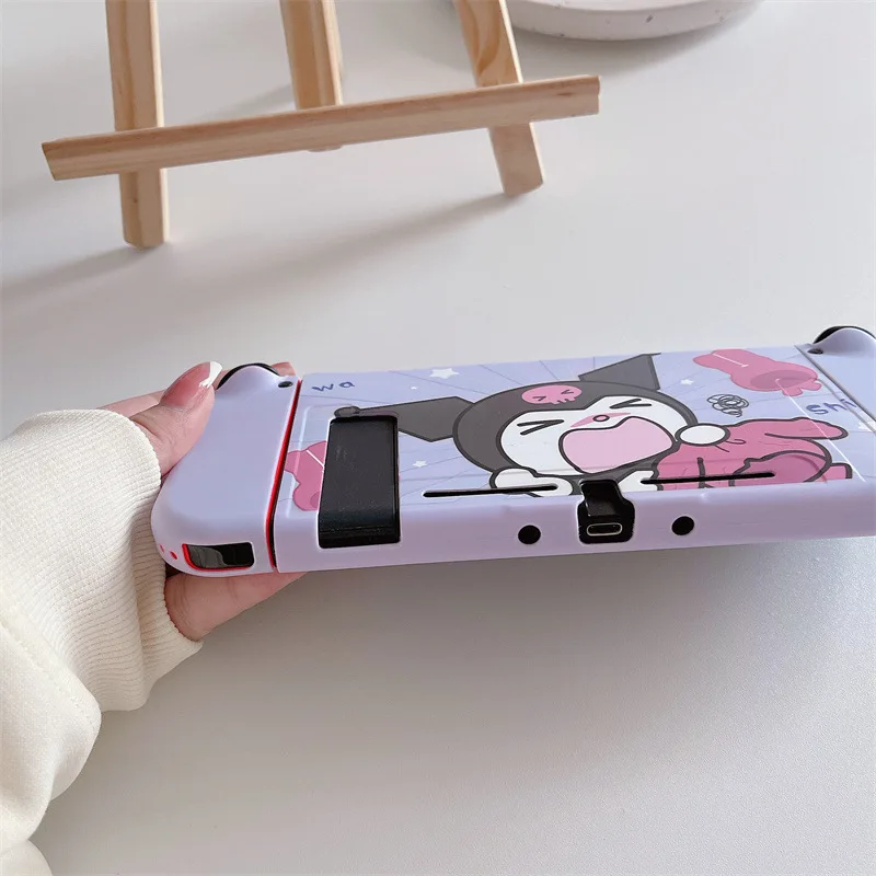 Sanrios Kuromi Nintendo Switch funda Oled consola de juegos funda protectora anticaída carcasa suave exquisito pintado regalo de novia