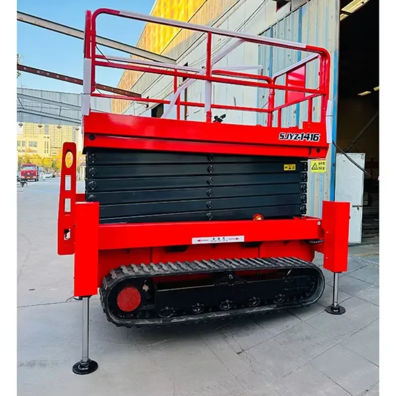 All Terrain Crawler Scissor 320kg 500kg Skylift Aerial Working Platform with One-key Leveling
