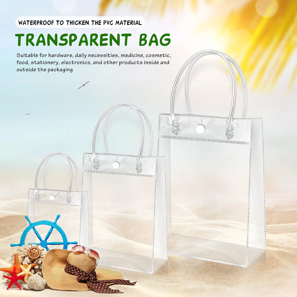 5/3pcs Multifunctional Transparent PVC Tote Bag Fashionable Cosmetic Packaging Bag Wedding Party Candy Flower Souvenir Gift Bag