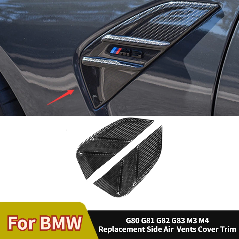 

For BMW G80 G81 G82 G83 M3 M4 2021+ MP Style Dry Carbon Fiber Replacement Side Fender Cover Side Air Intake Vents Cover Body Kit