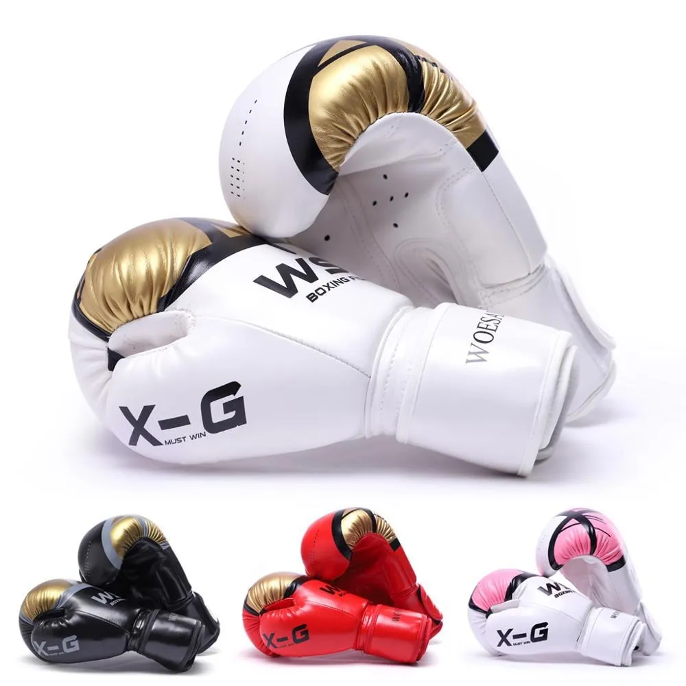 WOSWEIR Kick Boxing rękawiczki męskie kobiety PU Karate Muay Thai Guantes De Boxeo Free Fight MMA Sanda treningowe wyposażenie dla dorosłych dzieci