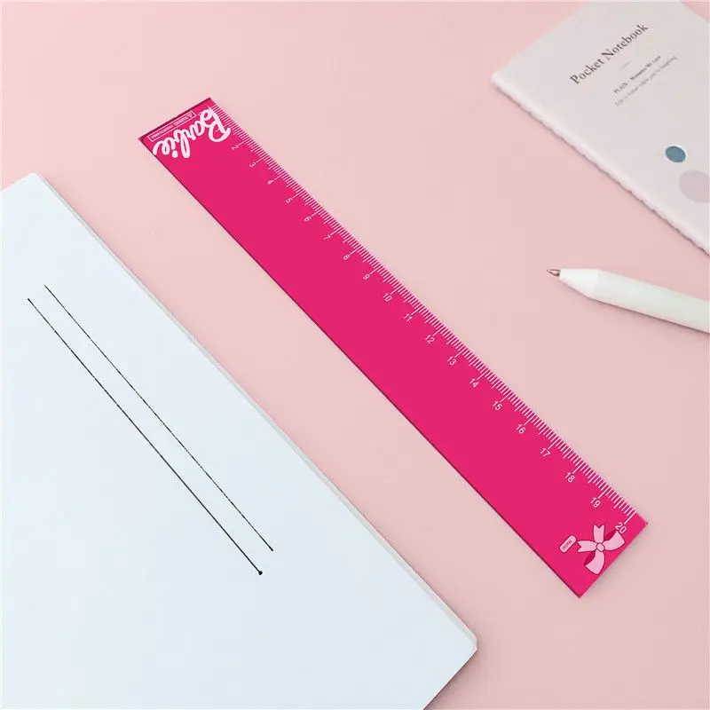 20cm Barbie Straight Ruler Cartoon Transparent Plastic Ruler Cute Girls Drawing Tool Student Stationery School Office Supplies