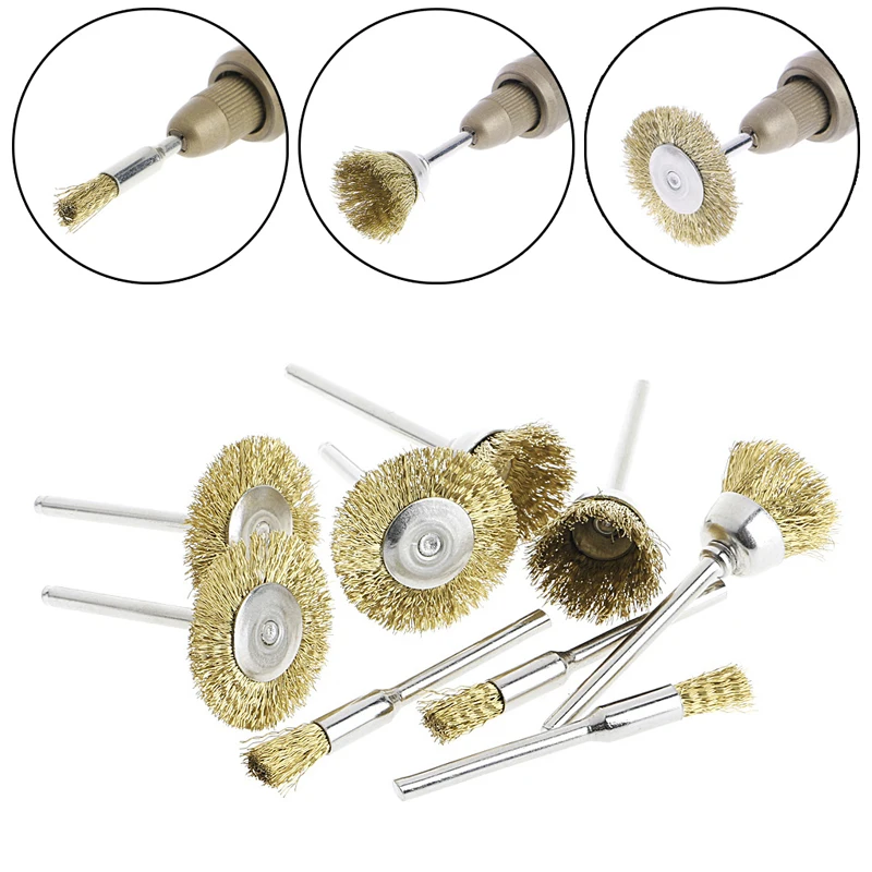 9 brosses en laiton, brosses à roue métallique, broyeur, outil électrique rotatif pour graveur