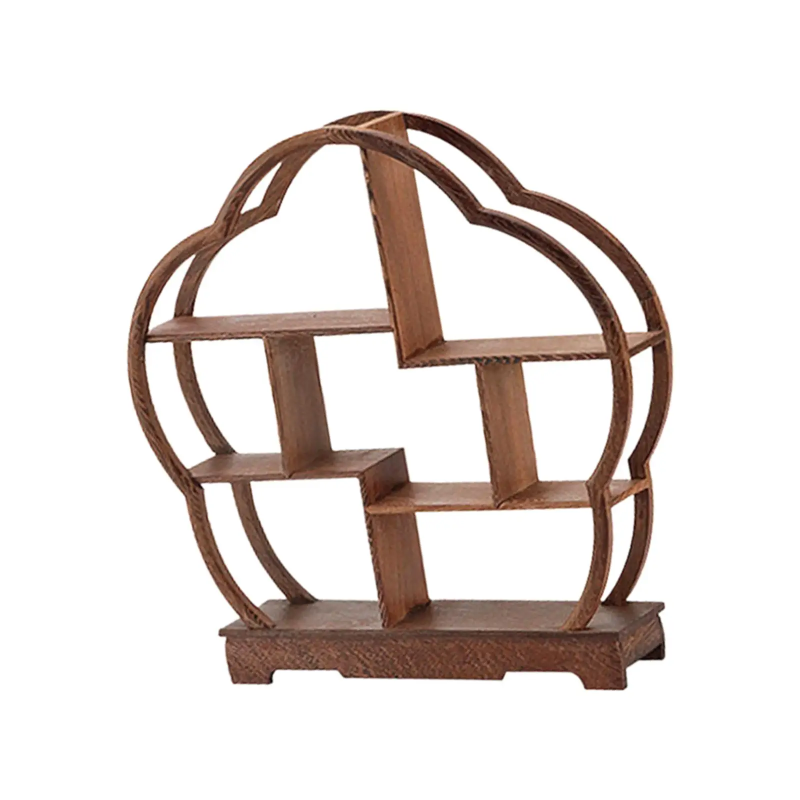 Wooden Display Shelf Antique Display Rack Teapot Display Stand Wood Cupcake Stand for Restaurant Desktop Office Cafe Dessert