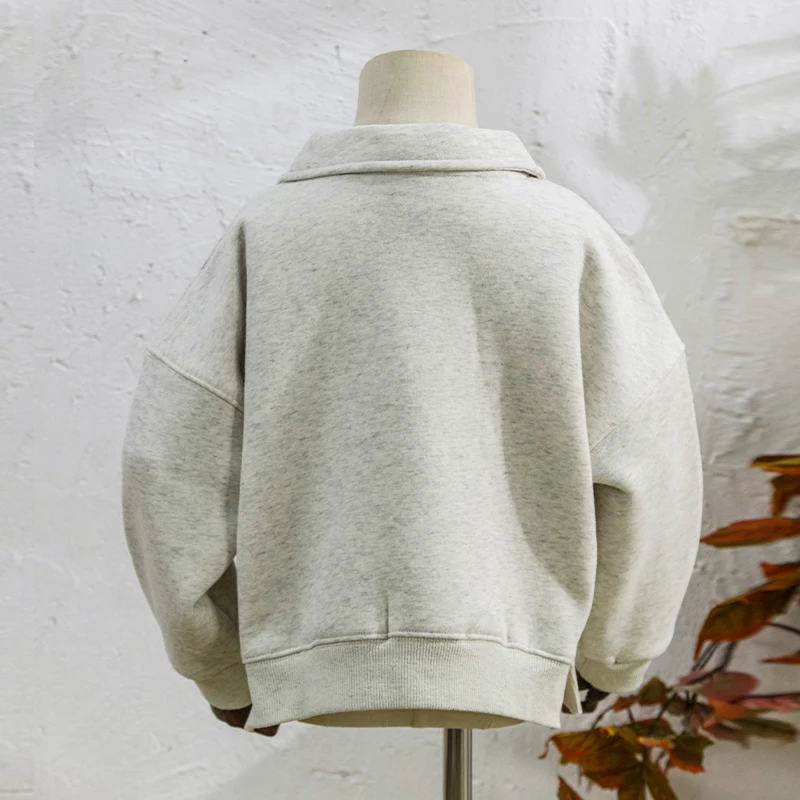 Kinder kleidung Jungen und Mädchen Baumwolle Plüsch warme Sweatshirts Herbst Winter neue Kinder Revers lässig lose Langarm pullover – Detail 12