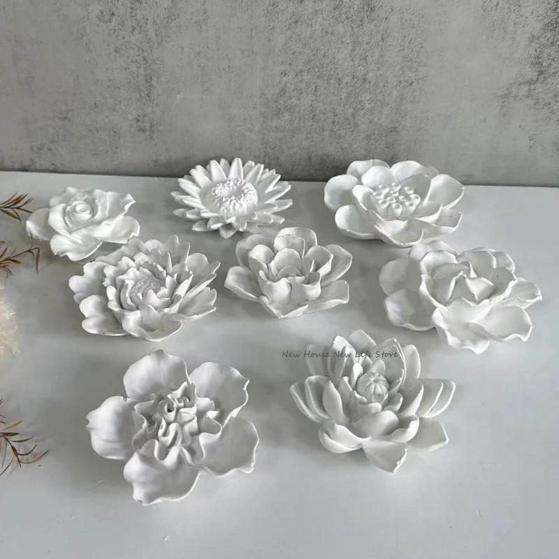 3D Flower Series Silicone Candle Mold Home Handmade Rose/Peony Scented Candle Making Supplies Diy Chocolate Cake Baking Tools