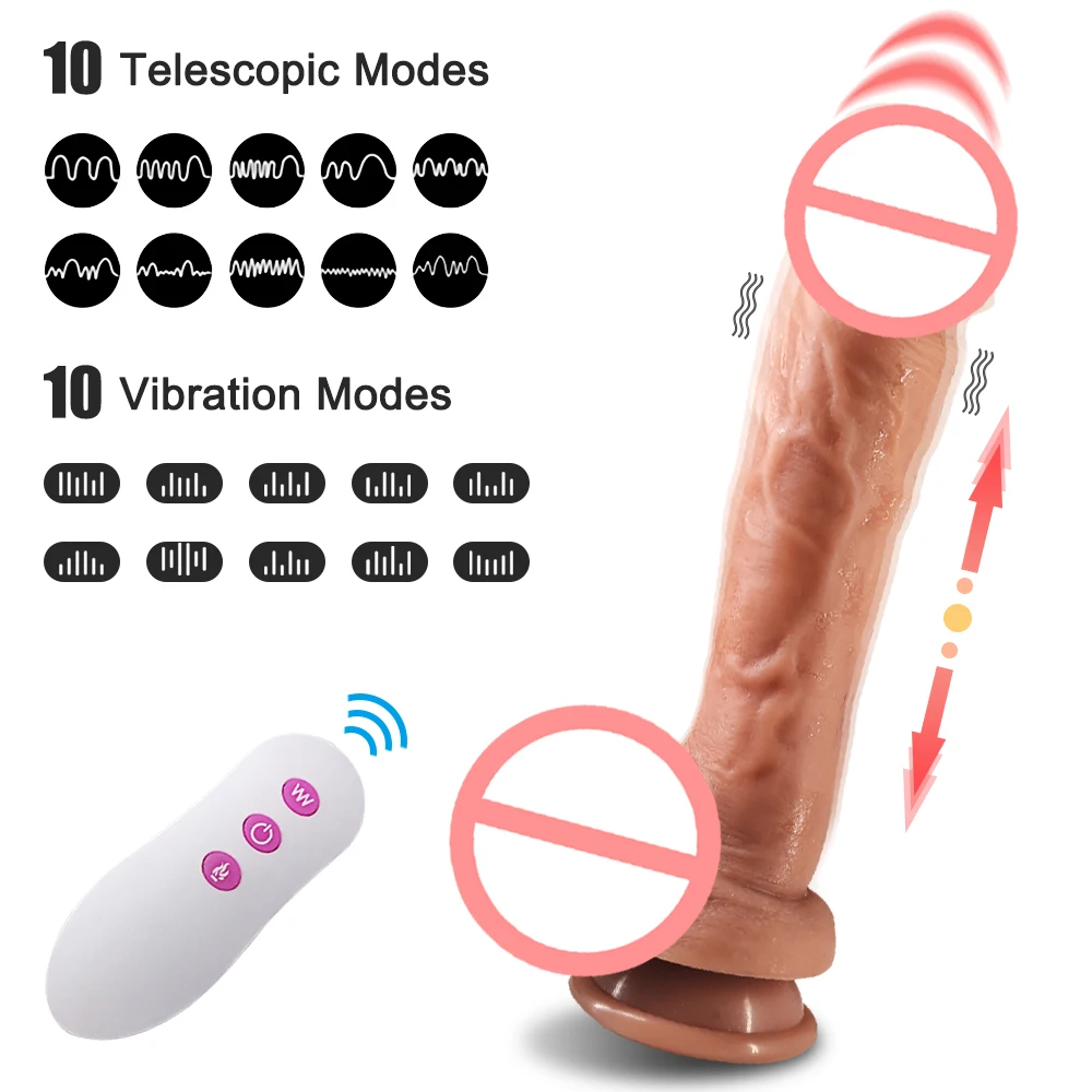 Telescopic Vibrating Thrusting Realistic Dildo Female Masturbation Suction Cup Masturbators Penis Remote Control Dick For Women - Image 4