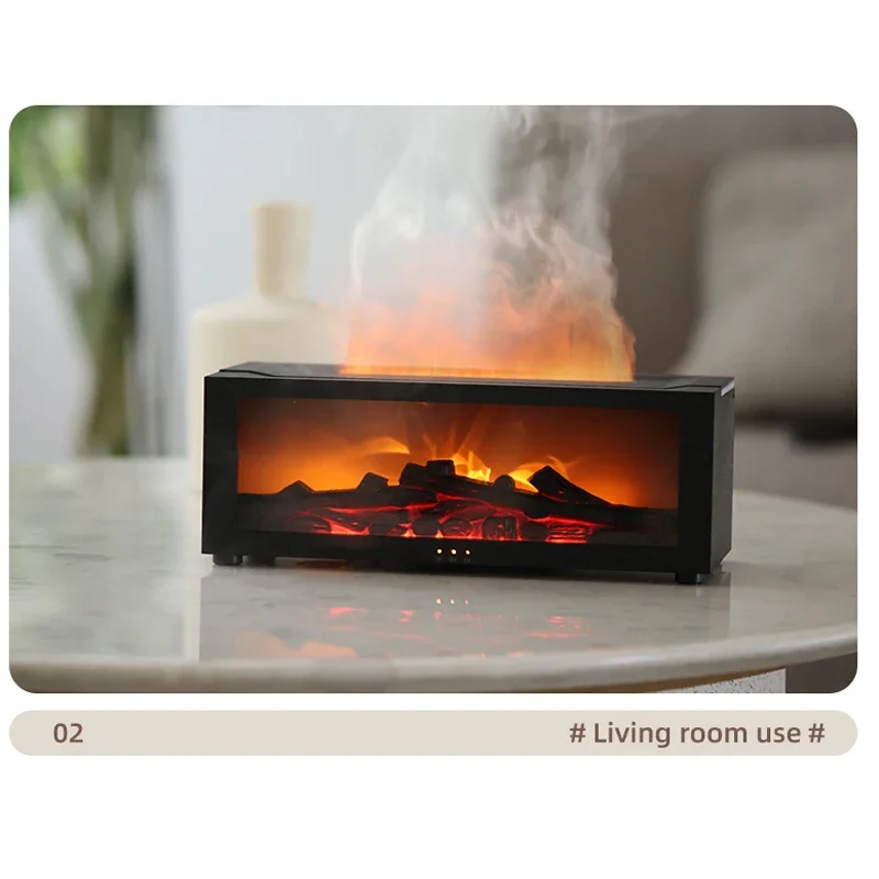 

2024 New fireplace flame humidifier bedroom lasting fragrance machine simulated flame aromatherapy machine household fireplace