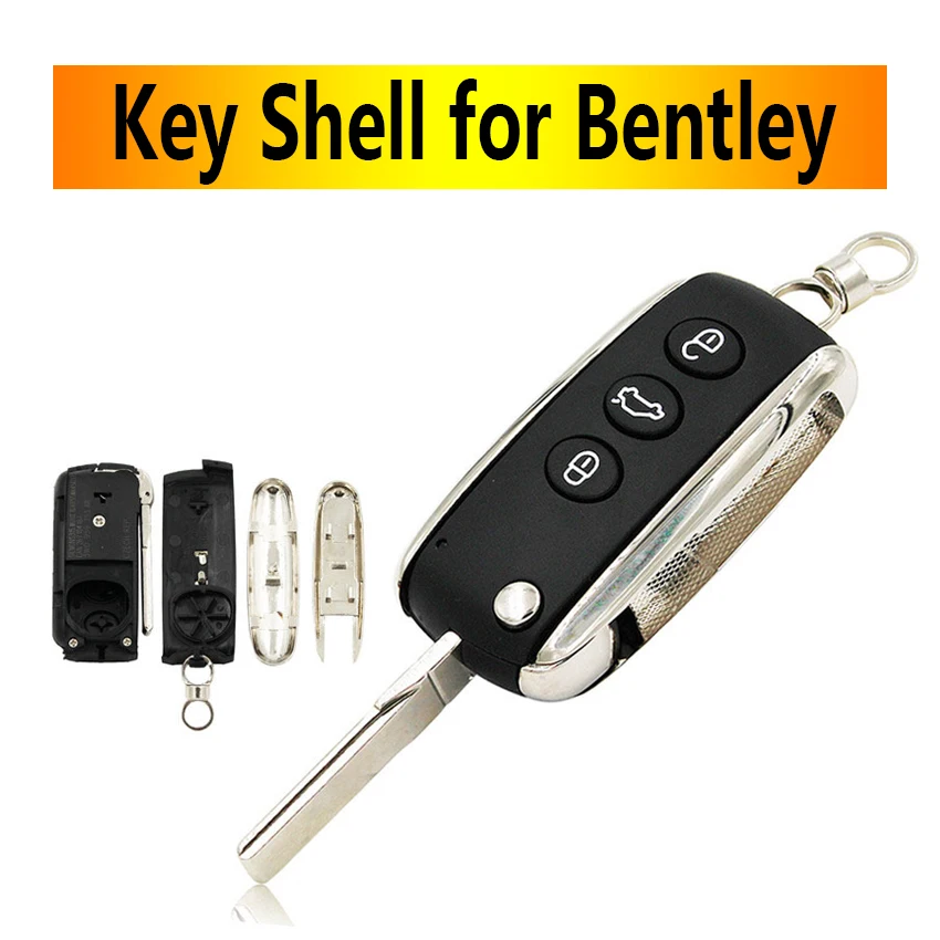 3 Buttons Modified Folding Flip Blank Fob Key Case Remote Smart Key Shell for Bentley