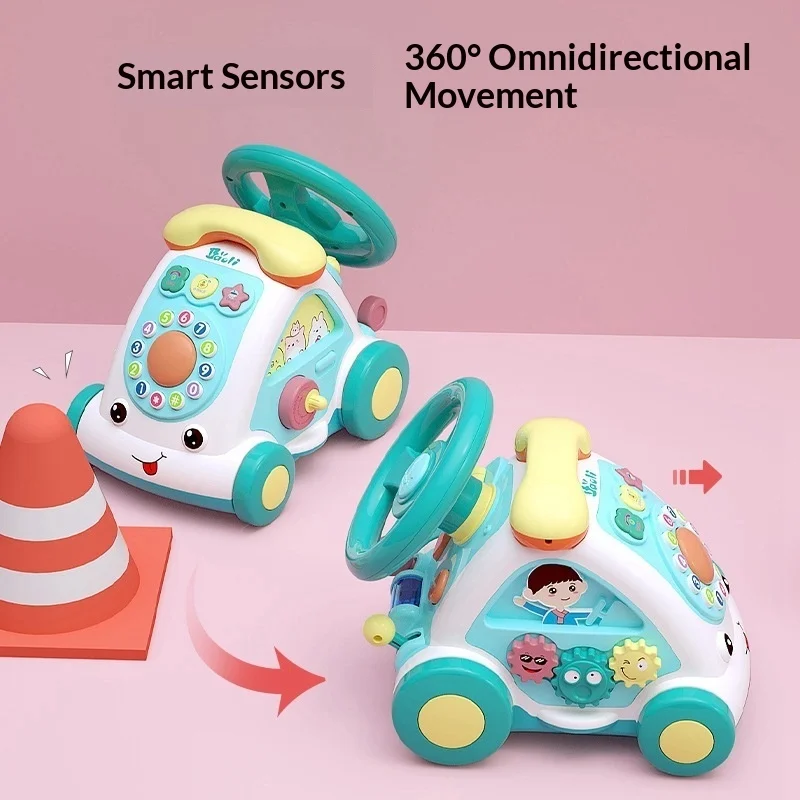 Baoli Simulation Telephone Toy Car Multifunctional Musical Interactive Educational Cartoon Universal Moving Steering Gear Wheel