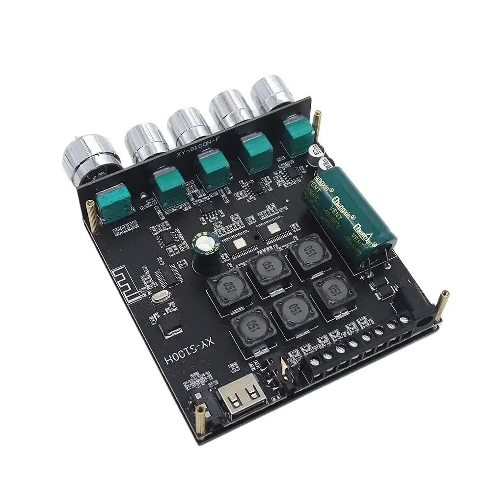 XY-S100H Módulo amplificador de potência de áudio Bluetooth de 2.1 canais Subwoofer de graves altos e baixos