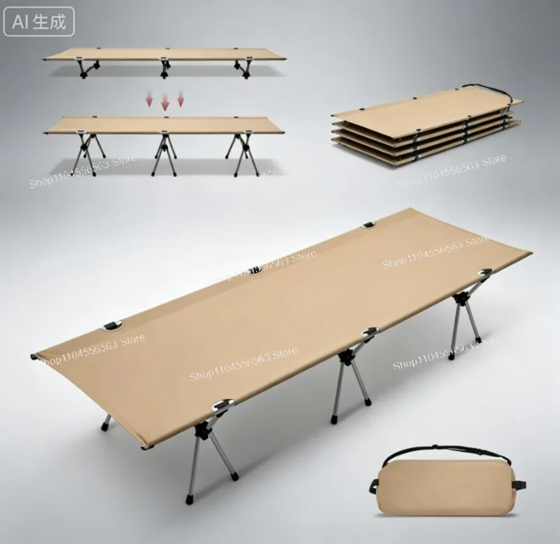 

Ultra Light Aluminum Alloy Camping Cot: Portable Folding Bed for Adults & Kids, Easy Assembly Travel Cot 150kg