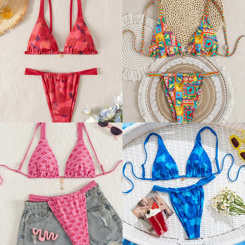 New Women Fashion Printed Bikini Set Sexy Two Piece Split Swimwear Summer Seaside Beach Bathing Suit For Ladies