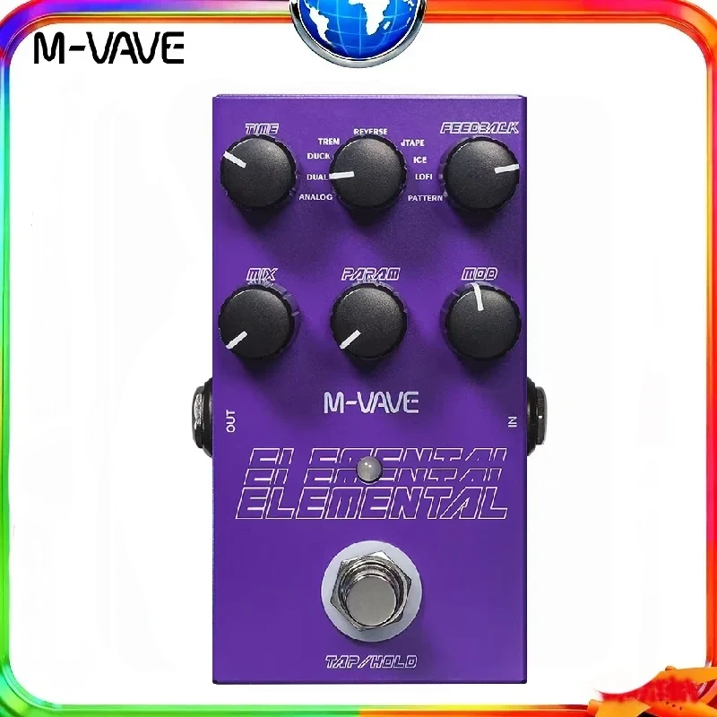 

M-vave New Product Elemental Digital Delay Pedal 9 Different Delay Guitar Effects Delay Pedal Supporr for TAP and HOLD Mode
