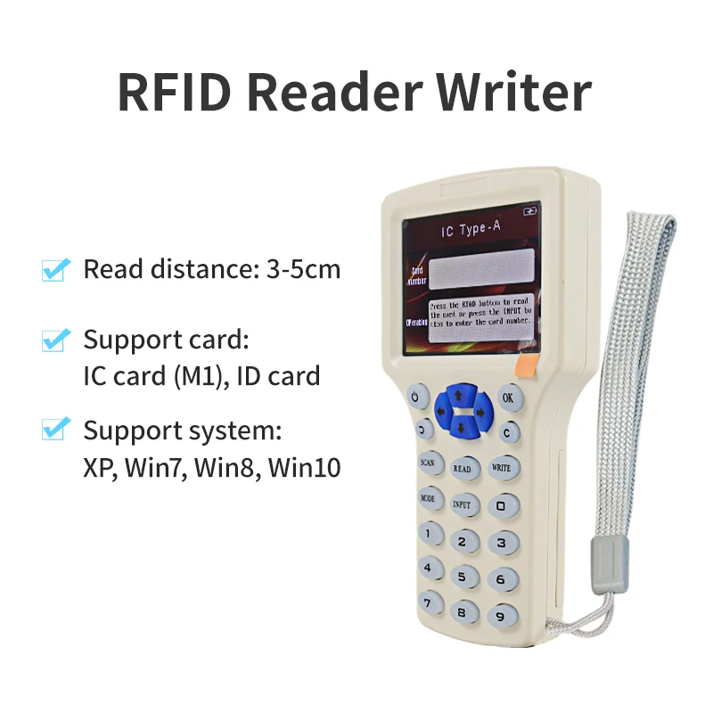 NFC RFID Reader ID IC reader 125KHZ 13.56mhz USB Cable for 125Khz 13.56Mhz Cards LCD Screen