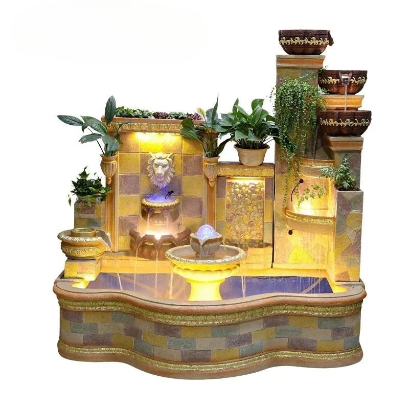 

European-Style Water Fountain Courtyard Fish Tank Decoration Balcony Fish Pond Outdoor Floor Loop Decoration