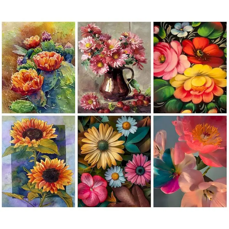 

CHENISTORY 5D DIY Diamond Painting Flower Mosaic Sale Diamond Embroidery Cactus Rhinestone Art Home Decorations