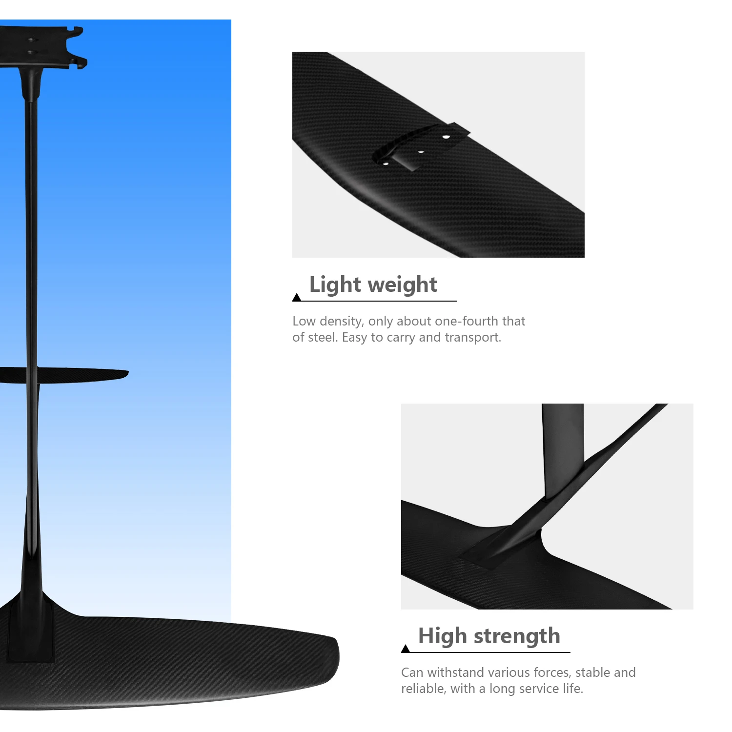 De GY-HPS 700 Hoogwaardige 3K Volledig Koolstofvezel Bladen 870 Sqcm Ultra-Lichtgewicht Kleine Blades Surf Draagvleugelboot