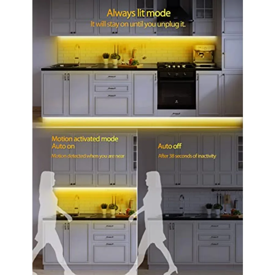 Motion Sensor LED Strip Lights, Under Bed Lights Motion Activated LED Bedside Lamp Illumination with Automatic Shut Off Timer I