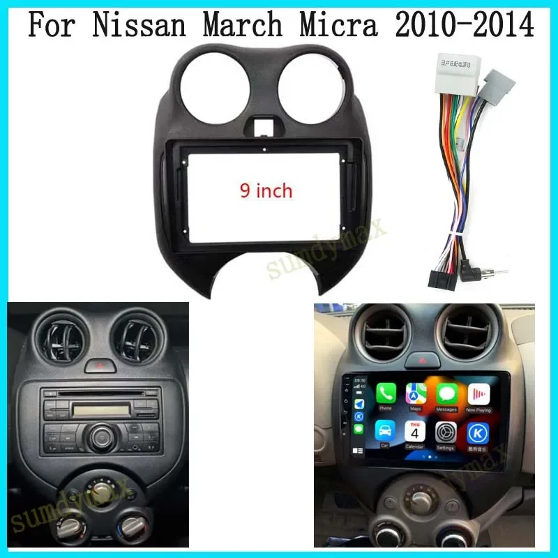 9 inch 1din Android Radio Dashboard Kit Face Plate Fascia Frame for Nissan Micra March K13 car radio frame Dash Mount Kit