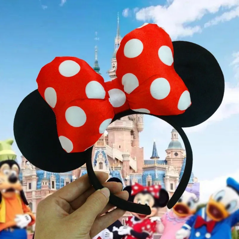 

Minnie Bow Headband Children's Headwear Amusement Park Cute Cartoon Mickey Rabbit Ear Headband Hair Clip Female