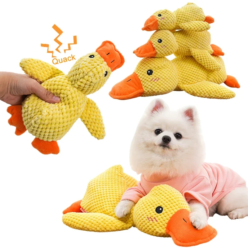 Plush Dog Toy Quacking Pet Toys for Small Large Dogs Cats Duck Shape Toy Interactive Plaything Dog Training Accessories