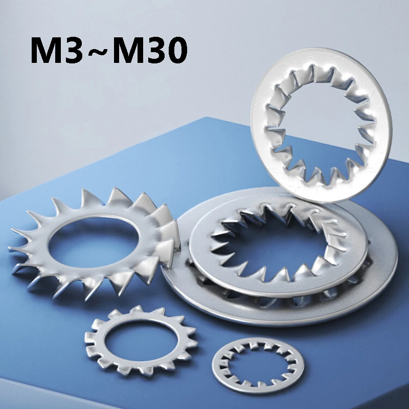1~100Pcs Stainless Steel Internal/External Toothed Serrated Lock Washer M3 M4 M5 M6 M8 M10 M12 M14 M16 M20~M30 Shakeproof Gasket