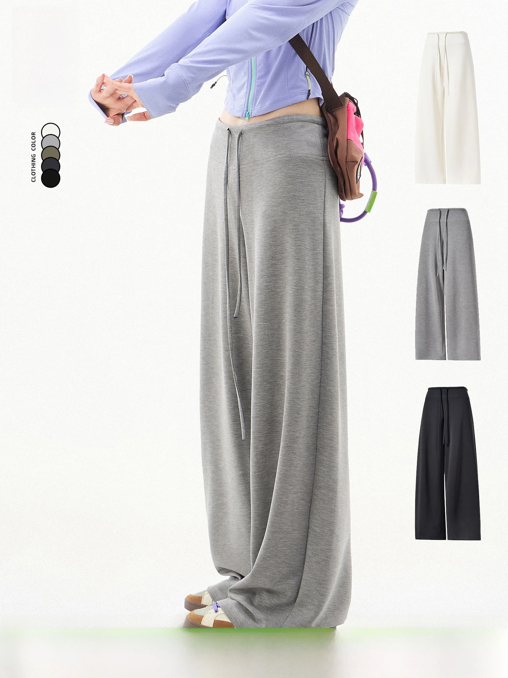 

Женские брюки для йоги с низкой талией, свободные прямые брюки для бега и фитнеса, драпированные брюки-«рисовая лапша»