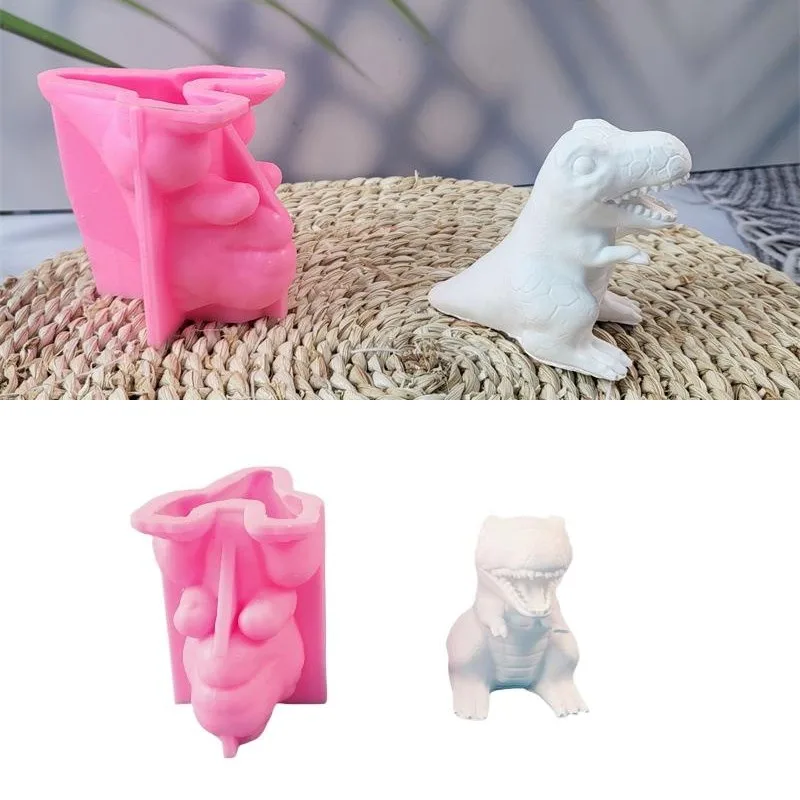 

1 Piece Dinosaur Candle Mold DIY Plaster Desktop Ornament Dinosaur Silicone Mold Accessories For Making Cake Jellies Chocolates