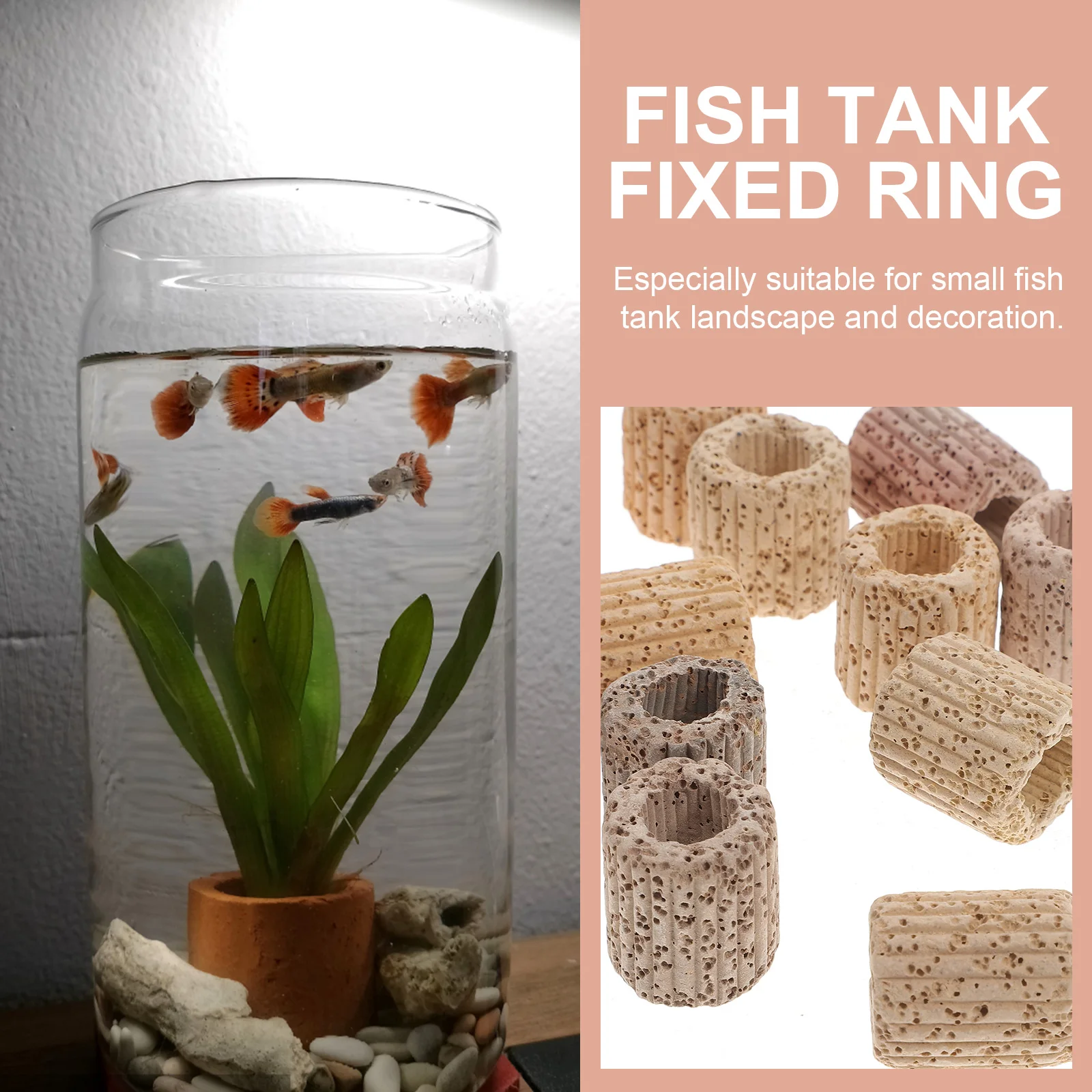 

20 шт., креативные растения, фиксированное кольцо, керамический материал, нет необходимости нижнего песка, подходит для небольшого аквариума, пейзажное растение, фиксированное кольцо