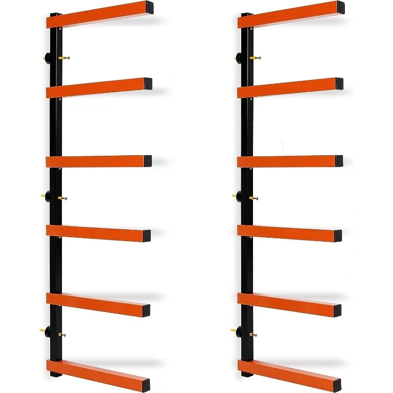 Lumber Rack Wall Mount Wood Organizer Lumber Organizer - Heavy Duty Metal 6 Levels Shelf Lumber Storage Rack Max 600 Lb