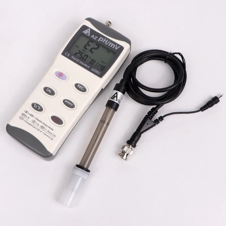 

AZ8601 Portable Digital PH/mV Meter Backlight High Precision Industrial Water Quality Tester with Detachable Probe PH/ORP