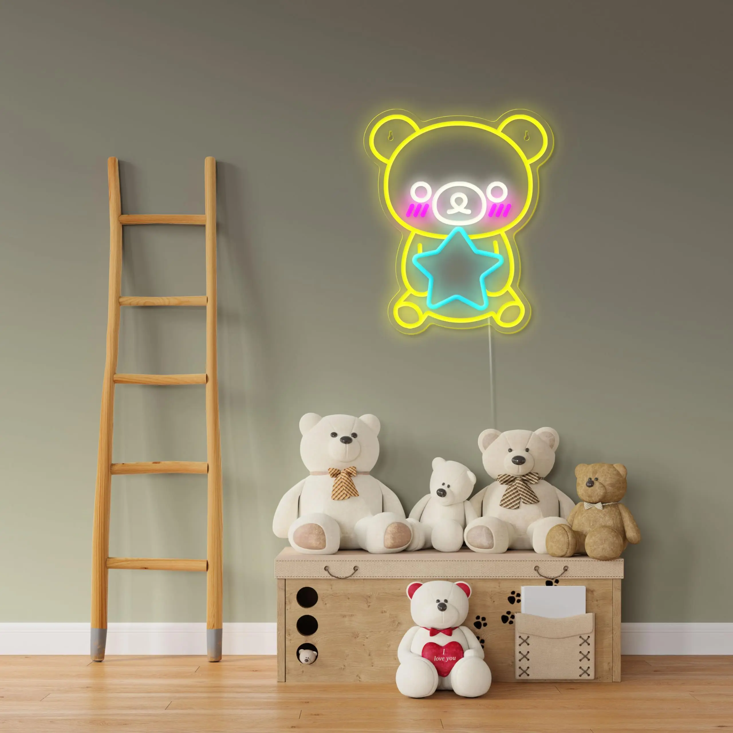 Cute Bear Neon Sign for Wall Decor Dimmable LED Light Sign for Bedroom Living Room Party Bar Wedding Decor The Best Gift for Kid