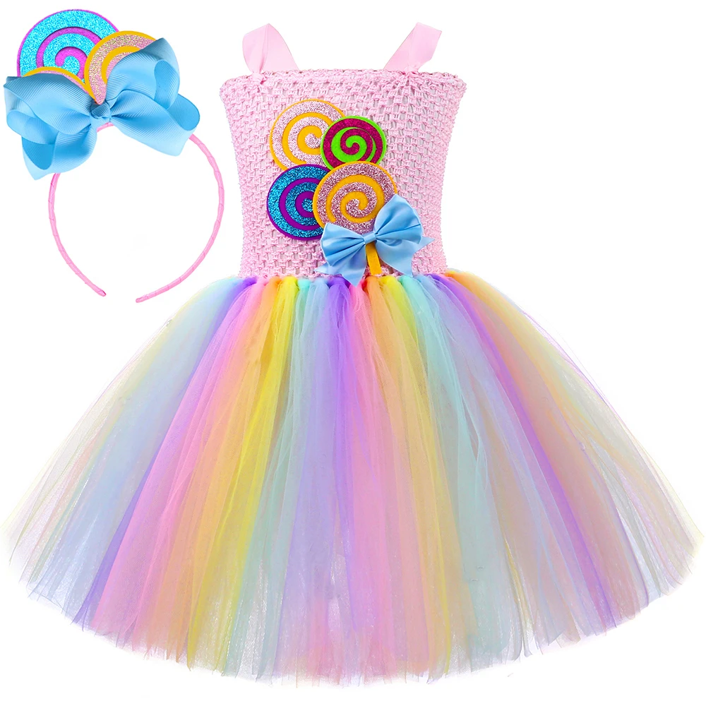 

Pastel Lollipops Costumes for Girls Birthday Party Ballet Tutus Dresses for Kids Sweet Candy Princesss Outfit New Years Clothes